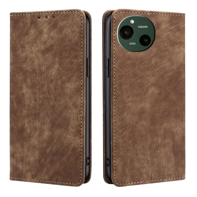 RFID Anti-theft Brush Magnetic Leather Phone Case, For Sharp Aquos R10, For Sharp Aqous wish5, For Sharp Aquos Wish4, For Sharp Aquos R9, For Sharp Aquos sense8, For Sharp Aquos R8 Pro SH-51D, For Sharp Aquos R8 SH-52D, For Sharp Aqous Wish 3