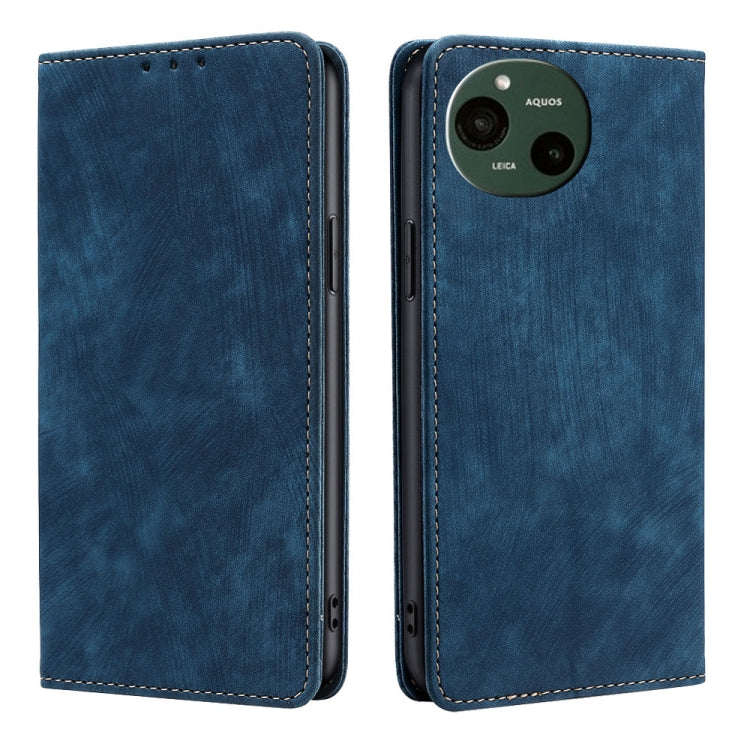 RFID Anti-theft Brush Magnetic Leather Phone Case, For Sharp Aquos R10, For Sharp Aqous wish5, For Sharp Aquos Wish4, For Sharp Aquos R9, For Sharp Aquos sense8, For Sharp Aquos R8 Pro SH-51D, For Sharp Aquos R8 SH-52D, For Sharp Aqous Wish 3
