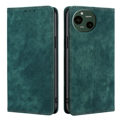 RFID Anti-theft Brush Magnetic Leather Phone Case, For Sharp Aquos R10, For Sharp Aqous wish5, For Sharp Aquos Wish4, For Sharp Aquos R9, For Sharp Aquos sense8, For Sharp Aquos R8 Pro SH-51D, For Sharp Aquos R8 SH-52D, For Sharp Aqous Wish 3