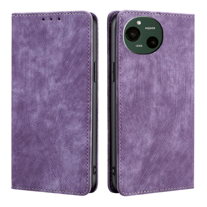 RFID Anti-theft Brush Magnetic Leather Phone Case, For Sharp Aquos R10, For Sharp Aqous wish5, For Sharp Aquos Wish4, For Sharp Aquos R9, For Sharp Aquos sense8, For Sharp Aquos R8 Pro SH-51D, For Sharp Aquos R8 SH-52D, For Sharp Aqous Wish 3