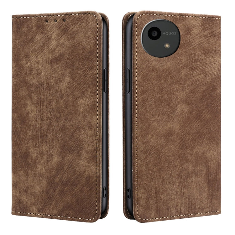 RFID Anti-theft Brush Magnetic Leather Phone Case, For Sharp Aquos R10, For Sharp Aqous wish5, For Sharp Aquos Wish4, For Sharp Aquos R9, For Sharp Aquos sense8, For Sharp Aquos R8 Pro SH-51D, For Sharp Aquos R8 SH-52D, For Sharp Aqous Wish 3