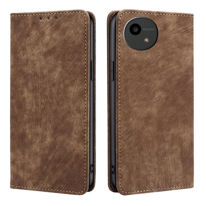 RFID Anti-theft Brush Magnetic Leather Phone Case, For Sharp Aquos R10, For Sharp Aqous wish5, For Sharp Aquos Wish4, For Sharp Aquos R9, For Sharp Aquos sense8, For Sharp Aquos R8 Pro SH-51D, For Sharp Aquos R8 SH-52D, For Sharp Aqous Wish 3