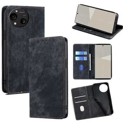 RFID Anti-theft Brush Magnetic Leather Phone Case, For Sharp Aquos R10, For Sharp Aqous wish5, For Sharp Aquos Wish4, For Sharp Aquos R9, For Sharp Aquos sense8, For Sharp Aquos R8 Pro SH-51D, For Sharp Aquos R8 SH-52D, For Sharp Aqous Wish 3