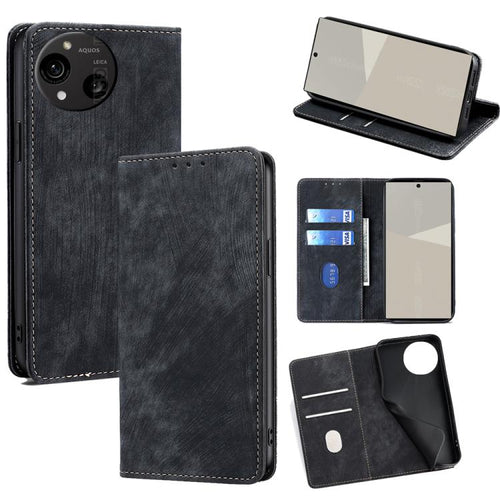 RFID Anti-theft Brush Magnetic Leather Phone Case, For Sharp Aquos R10, For Sharp Aqous wish5, For Sharp Aquos Wish4, For Sharp Aquos R9, For Sharp Aquos sense8, For Sharp Aquos R8 Pro SH-51D, For Sharp Aquos R8 SH-52D, For Sharp Aqous Wish 3