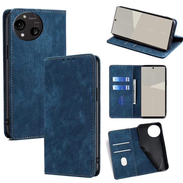 RFID Anti-theft Brush Magnetic Leather Phone Case, For Sharp Aquos R10, For Sharp Aqous wish5, For Sharp Aquos Wish4, For Sharp Aquos R9, For Sharp Aquos sense8, For Sharp Aquos R8 Pro SH-51D, For Sharp Aquos R8 SH-52D, For Sharp Aqous Wish 3