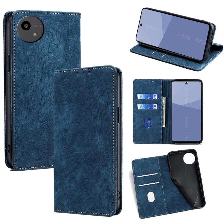 RFID Anti-theft Brush Magnetic Leather Phone Case, For Sharp Aquos R10, For Sharp Aqous wish5, For Sharp Aquos Wish4, For Sharp Aquos R9, For Sharp Aquos sense8, For Sharp Aquos R8 Pro SH-51D, For Sharp Aquos R8 SH-52D, For Sharp Aqous Wish 3