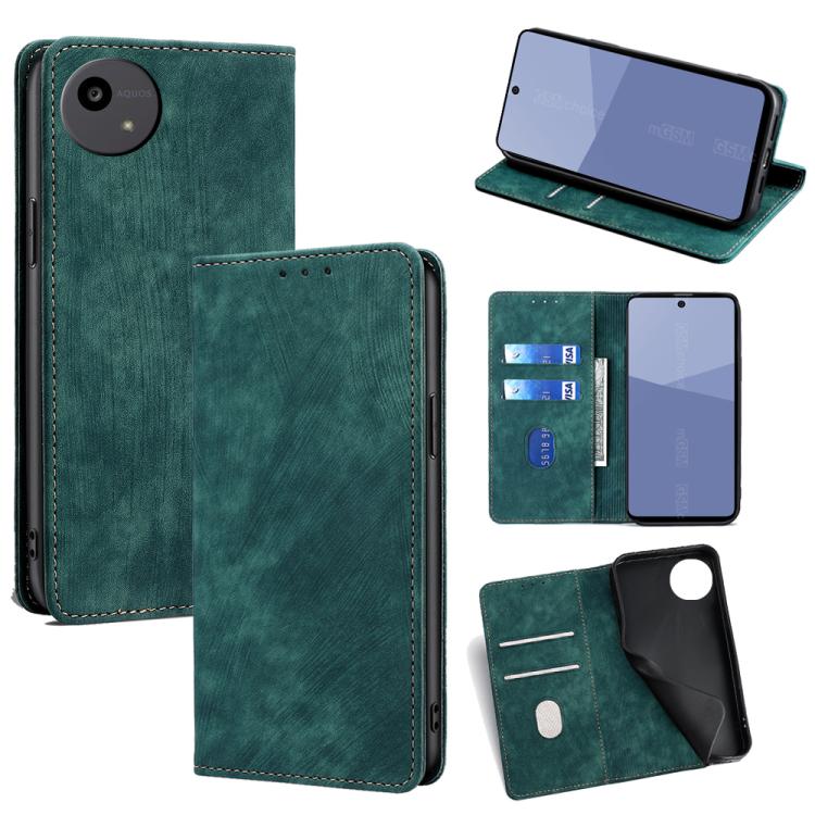 RFID Anti-theft Brush Magnetic Leather Phone Case, For Sharp Aquos R10, For Sharp Aqous wish5, For Sharp Aquos Wish4, For Sharp Aquos R9, For Sharp Aquos sense8, For Sharp Aquos R8 Pro SH-51D, For Sharp Aquos R8 SH-52D, For Sharp Aqous Wish 3