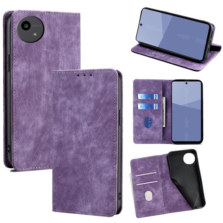 RFID Anti-theft Brush Magnetic Leather Phone Case, For Sharp Aquos R10, For Sharp Aqous wish5, For Sharp Aquos Wish4, For Sharp Aquos R9, For Sharp Aquos sense8, For Sharp Aquos R8 Pro SH-51D, For Sharp Aquos R8 SH-52D, For Sharp Aqous Wish 3