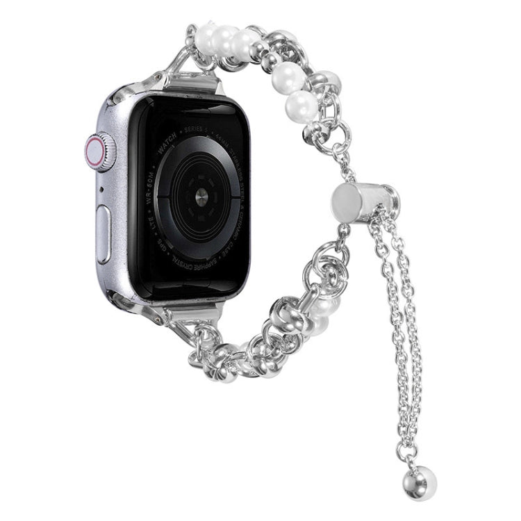 สายนาฬิกาโลหะสร้อยข้อมือมุก, For Apple Watch Ultra 49mm, For Apple Watch SE 2023 44mm, For Apple Watch 8 41mm, For Apple Watch SE 2023 40mm, For Apple Watch 8 45mm, For Apple Watch Ultra 2 49mm, For Apple Watch SE 2022 40mm, For Apple Watch Series 9 45...