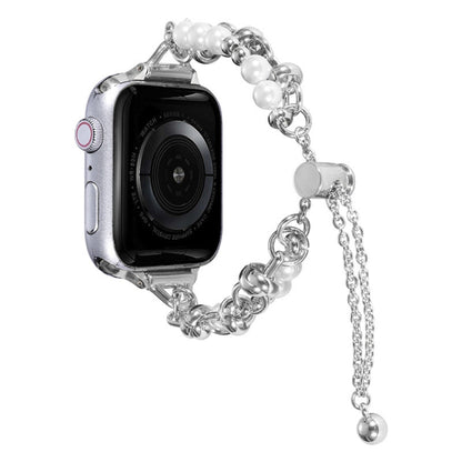 สายนาฬิกาโลหะสร้อยข้อมือมุก, For Apple Watch Ultra 49mm, For Apple Watch SE 2023 44mm, For Apple Watch 8 41mm, For Apple Watch SE 2023 40mm, For Apple Watch 8 45mm, For Apple Watch Ultra 2 49mm, For Apple Watch SE 2022 40mm, For Apple Watch Series 9 45...