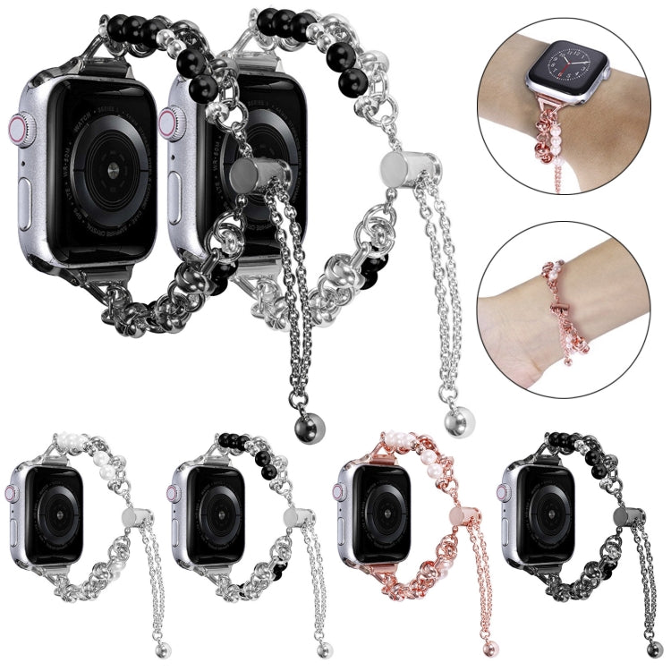 สายนาฬิกาโลหะสร้อยข้อมือมุก, For Apple Watch Ultra 49mm, For Apple Watch SE 2023 44mm, For Apple Watch 8 41mm, For Apple Watch SE 2023 40mm, For Apple Watch 8 45mm, For Apple Watch Ultra 2 49mm, For Apple Watch SE 2022 40mm, For Apple Watch Series 9 45...