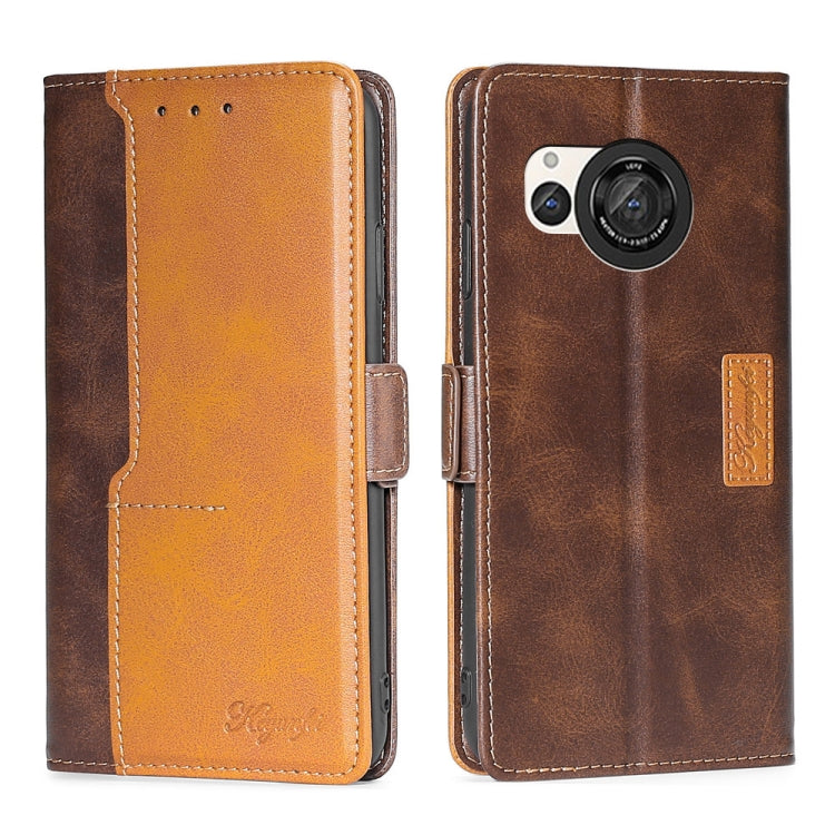 เคสโทรศัพท์หนังหัวเข็มขัดด้านข้างสีตัดกัน, For Sharp Aquos R10, For Sharp Aqous wish5, For Sharp Aquos R8 Pro SH-51D, For Sharp Aquos R8 SH-52D, For Sharp Aqous Wish 3