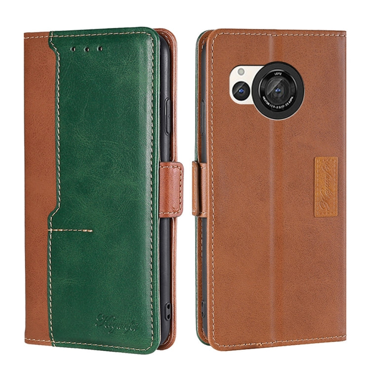 เคสโทรศัพท์หนังหัวเข็มขัดด้านข้างสีตัดกัน, For Sharp Aquos R10, For Sharp Aqous wish5, For Sharp Aquos R8 Pro SH-51D, For Sharp Aquos R8 SH-52D, For Sharp Aqous Wish 3