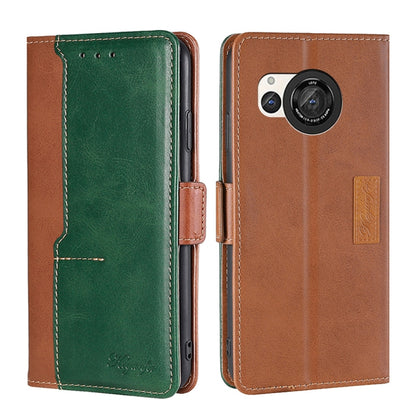 เคสโทรศัพท์หนังหัวเข็มขัดด้านข้างสีตัดกัน, For Sharp Aquos R10, For Sharp Aqous wish5, For Sharp Aquos R8 Pro SH-51D, For Sharp Aquos R8 SH-52D, For Sharp Aqous Wish 3
