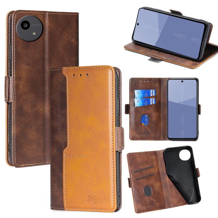 เคสโทรศัพท์หนังหัวเข็มขัดด้านข้างสีตัดกัน, For Sharp Aquos R10, For Sharp Aqous wish5, For Sharp Aquos R8 Pro SH-51D, For Sharp Aquos R8 SH-52D, For Sharp Aqous Wish 3