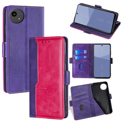 เคสโทรศัพท์หนังหัวเข็มขัดด้านข้างสีตัดกัน, For Sharp Aquos R10, For Sharp Aqous wish5, For Sharp Aquos R8 Pro SH-51D, For Sharp Aquos R8 SH-52D, For Sharp Aqous Wish 3