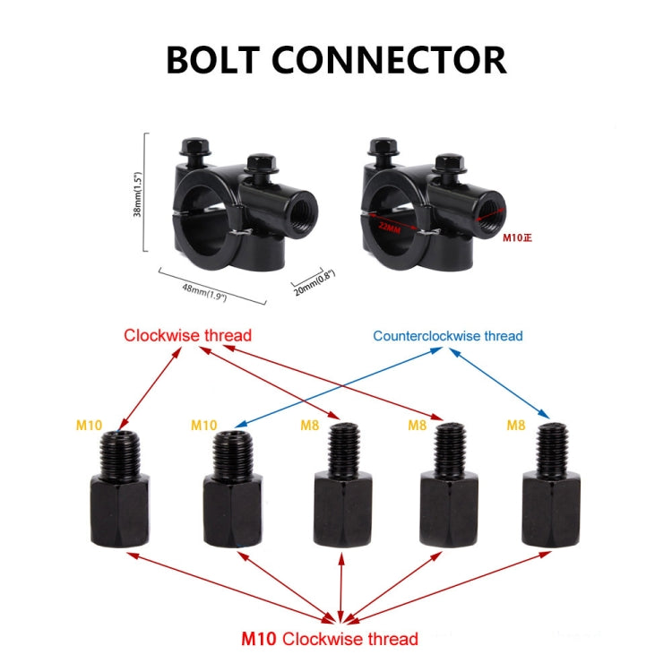 สำหรับรถจักรยานยนต์/รถยนต์ไฟฟ้า/UTV/ATV ZF001-176 Universal กระจกมองหลังกระจกมองหลังกระจกสะท้อนแสง, ZF001-176