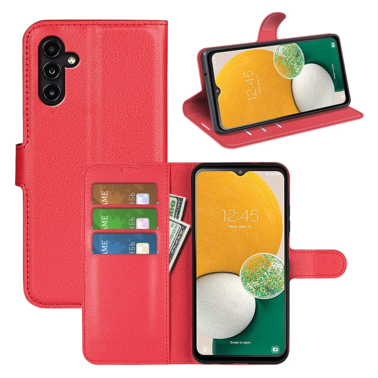 เคสโทรศัพท์พลิกแนวนอนเนื้อลิ้นจี่พร้อมตัวยึด, For Samsung Galaxy A14 5G