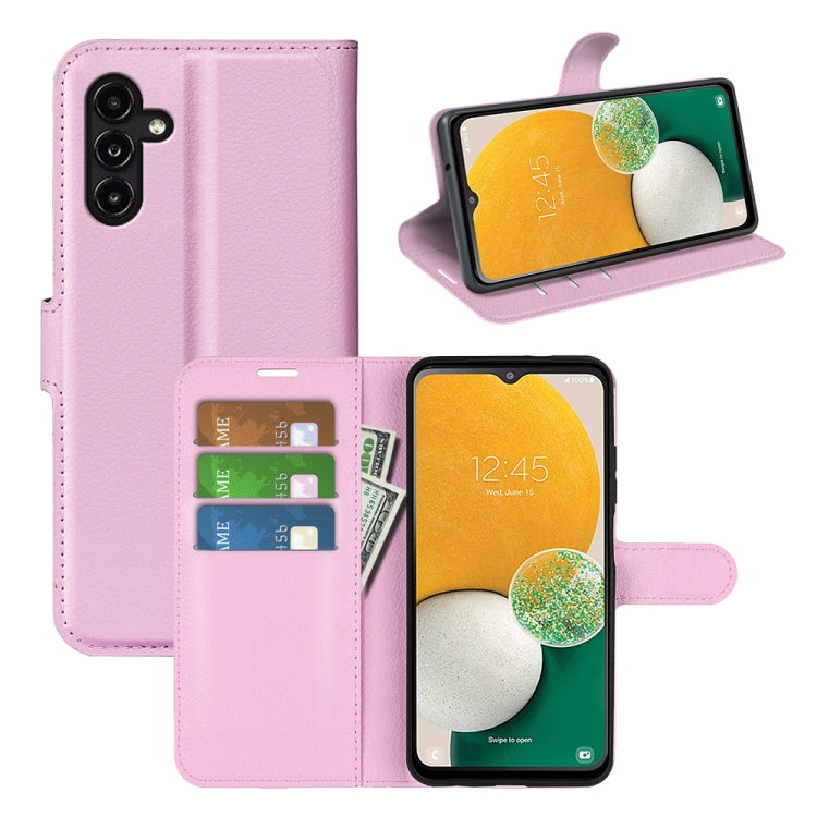 เคสโทรศัพท์พลิกแนวนอนเนื้อลิ้นจี่พร้อมตัวยึด, For Samsung Galaxy A14 5G