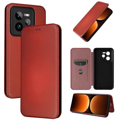เคสโทรศัพท์หนังพลิกพื้นผิวคาร์บอนไฟเบอร์, For Realme Neo7x 5G, For Realme P3 Pro 5G, For Realme 14 Pro 5G Global, For Realme C75 4G, For Realme CT7 Pro, For Realme 13 Pro / 13 Pro+, For Realme GT 6 / GT 6T, For Realme GT Neo6 / GT Neo6 SE              ...