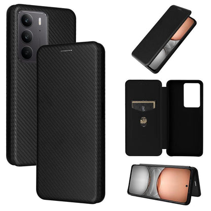 เคสโทรศัพท์หนังพลิกพื้นผิวคาร์บอนไฟเบอร์, For Realme Neo7x 5G, For Realme P3 Pro 5G, For Realme 14 Pro 5G Global, For Realme C75 4G, For Realme CT7 Pro, For Realme 13 Pro / 13 Pro+, For Realme GT 6 / GT 6T, For Realme GT Neo6 / GT Neo6 SE              ...