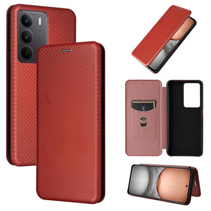 เคสโทรศัพท์หนังพลิกพื้นผิวคาร์บอนไฟเบอร์, For Realme Neo7x 5G, For Realme P3 Pro 5G, For Realme 14 Pro 5G Global, For Realme C75 4G, For Realme CT7 Pro, For Realme 13 Pro / 13 Pro+, For Realme GT 6 / GT 6T, For Realme GT Neo6 / GT Neo6 SE              ...