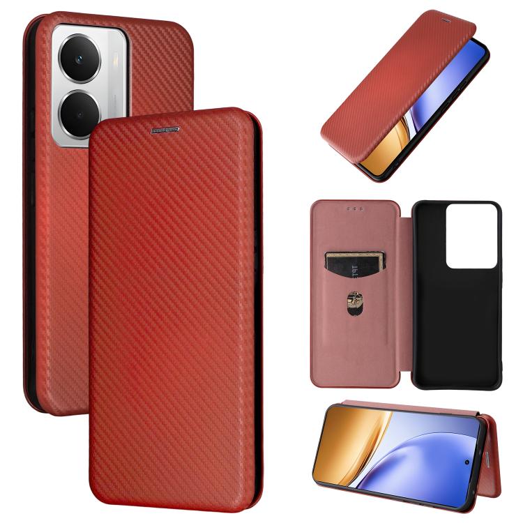 เคสโทรศัพท์หนังพลิกพื้นผิวคาร์บอนไฟเบอร์, For Realme Note 80 4G, For Realme 16 5G, For Realme 16 Pro+ 5G, For Realme 15x 5G India / C85 5G, For Realme C85 Pro 4G, For Realme 15T 5G, For Realme 15 5G / Realme 15 Pro 5G, For Realme GT 7 Global           ...