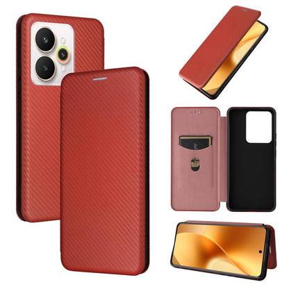 เคสโทรศัพท์หนังพลิกพื้นผิวคาร์บอนไฟเบอร์, For Realme Note 80 4G, For Realme 16 5G, For Realme 16 Pro+ 5G, For Realme 15x 5G India / C85 5G, For Realme C85 Pro 4G, For Realme 15T 5G, For Realme 15 5G / Realme 15 Pro 5G, For Realme GT 7 Global           ...