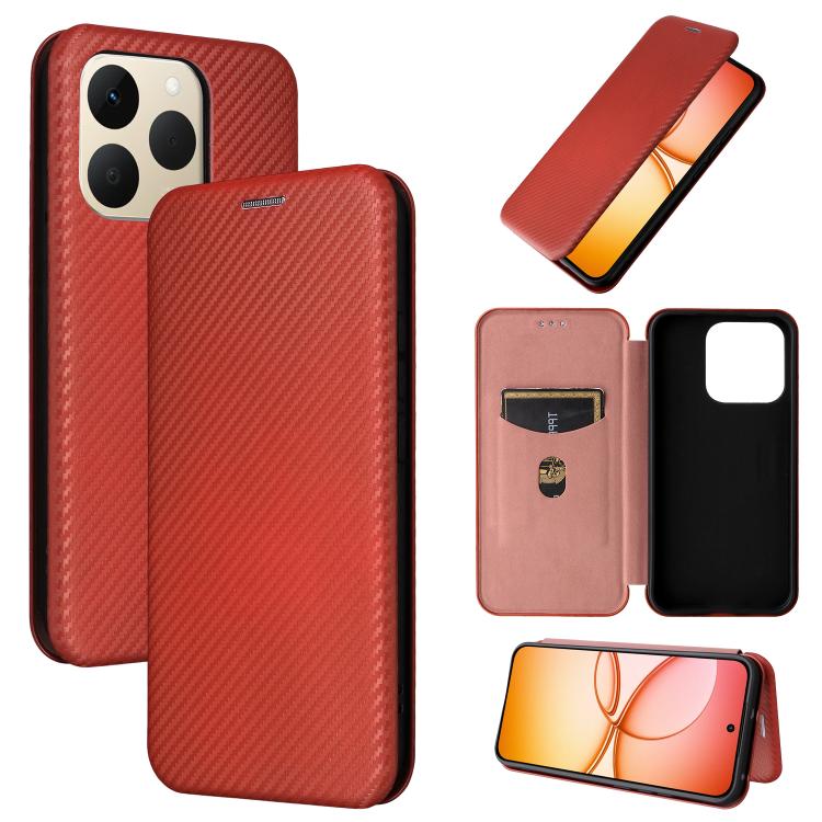เคสโทรศัพท์หนังพลิกพื้นผิวคาร์บอนไฟเบอร์, For Realme Note 80 4G, For Realme 16 5G, For Realme 16 Pro+ 5G, For Realme 15x 5G India / C85 5G, For Realme C85 Pro 4G, For Realme 15T 5G, For Realme 15 5G / Realme 15 Pro 5G, For Realme GT 7 Global           ...