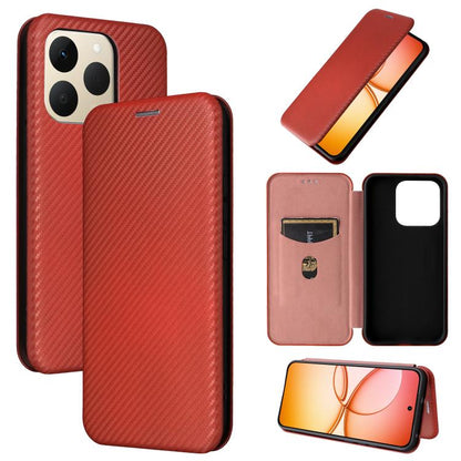 เคสโทรศัพท์หนังพลิกพื้นผิวคาร์บอนไฟเบอร์, For Realme Note 80 4G, For Realme 16 5G, For Realme 16 Pro+ 5G, For Realme 15x 5G India / C85 5G, For Realme C85 Pro 4G, For Realme 15T 5G, For Realme 15 5G / Realme 15 Pro 5G, For Realme GT 7 Global           ...