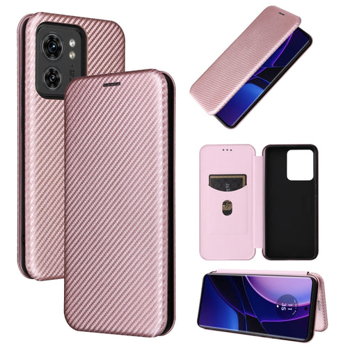 เคสโทรศัพท์หนังพลิกพื้นผิวคาร์บอนไฟเบอร์, For Motorola Edge 40