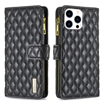 Diamond Lattice Zipper Wallet Leather Flip Phone Case, For iPhone 17 Pro Max, For iPhone 17 Pro, For iPhone 17, For iPhone Air, For iPhone 16 Pro Max, For iPhone 16 Pro, For iPhone 16 Plus, For iPhone 16