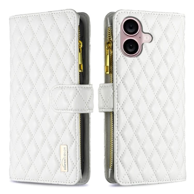 Diamond Lattice Zipper Wallet Leather Flip Phone Case, For iPhone 17 Pro Max, For iPhone 17 Pro, For iPhone 17, For iPhone Air, For iPhone 16 Pro Max, For iPhone 16 Pro, For iPhone 16 Plus, For iPhone 16