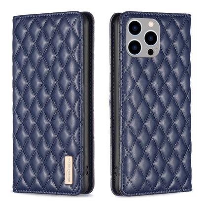เคสโทรศัพท์หนังพลิกแม่เหล็ก Diamond Lattice, For iPhone 15 Pro Max, For iPhone 15 Pro, For iPhone 15 Plus, For iPhone 15