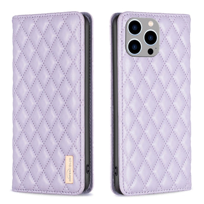 เคสโทรศัพท์หนังพลิกแม่เหล็ก Diamond Lattice, For iPhone 15 Pro Max, For iPhone 15 Pro, For iPhone 15 Plus, For iPhone 15