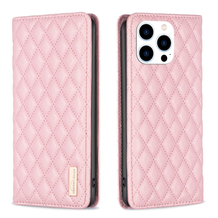 เคสโทรศัพท์หนังพลิกแม่เหล็ก Diamond Lattice, For iPhone 15 Pro Max, For iPhone 15 Pro, For iPhone 15 Plus, For iPhone 15