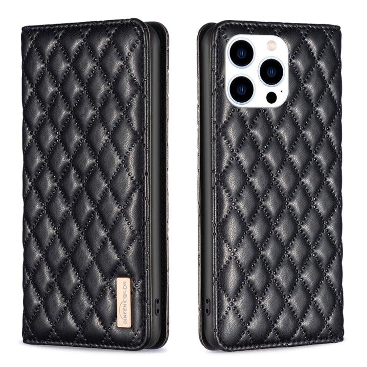 เคสโทรศัพท์หนังพลิกแม่เหล็ก Diamond Lattice, For iPhone 15 Pro Max, For iPhone 15 Pro, For iPhone 15 Plus, For iPhone 15