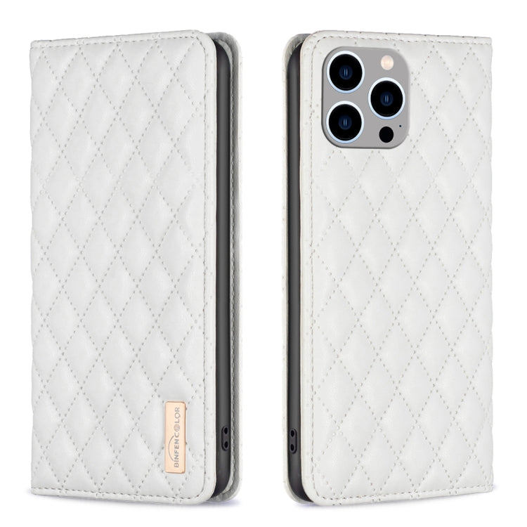 เคสโทรศัพท์หนังพลิกแม่เหล็ก Diamond Lattice, For iPhone 15 Pro Max, For iPhone 15 Pro, For iPhone 15 Plus, For iPhone 15