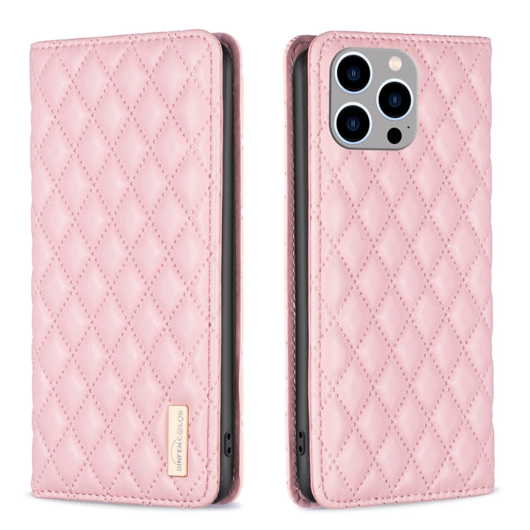 เคสโทรศัพท์หนังพลิกแม่เหล็ก Diamond Lattice, For iPhone 15 Pro Max, For iPhone 15 Pro, For iPhone 15 Plus, For iPhone 15