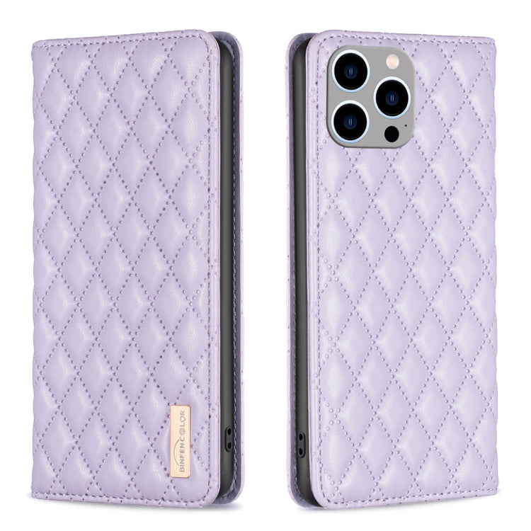 เคสโทรศัพท์หนังพลิกแม่เหล็ก Diamond Lattice, For iPhone 15 Pro Max, For iPhone 15 Pro, For iPhone 15 Plus, For iPhone 15