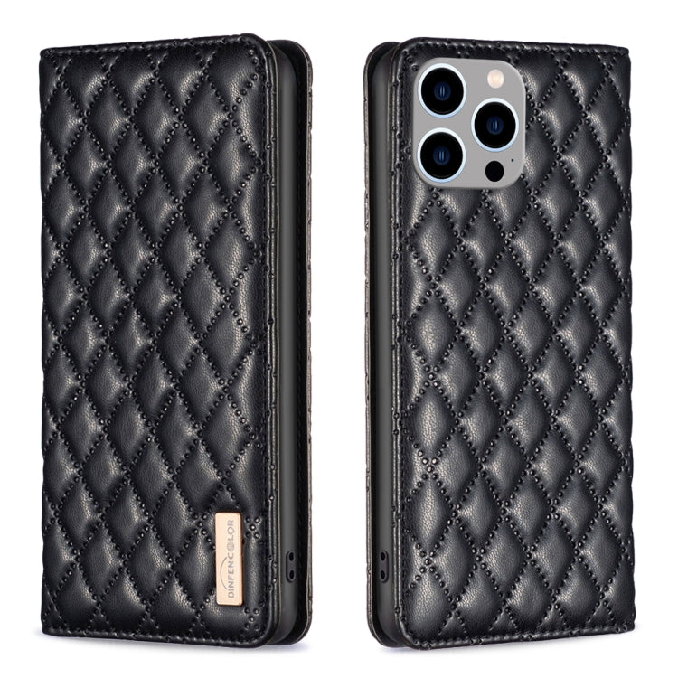 เคสโทรศัพท์หนังพลิกแม่เหล็ก Diamond Lattice, For iPhone 15 Pro Max, For iPhone 15 Pro, For iPhone 15 Plus, For iPhone 15
