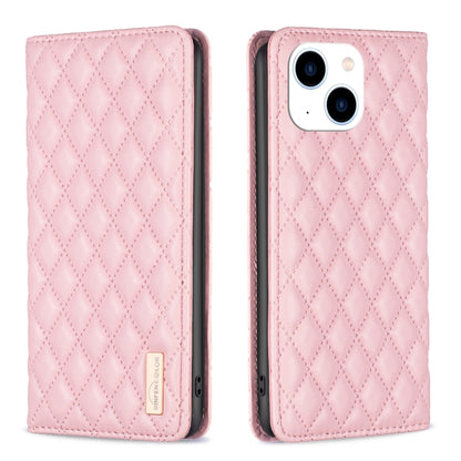เคสโทรศัพท์หนังพลิกแม่เหล็ก Diamond Lattice, For iPhone 15 Pro Max, For iPhone 15 Pro, For iPhone 15 Plus, For iPhone 15