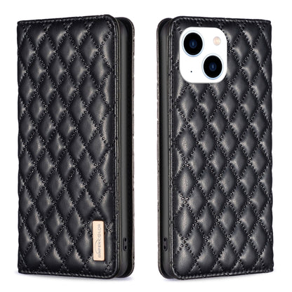 เคสโทรศัพท์หนังพลิกแม่เหล็ก Diamond Lattice, For iPhone 15 Pro Max, For iPhone 15 Pro, For iPhone 15 Plus, For iPhone 15