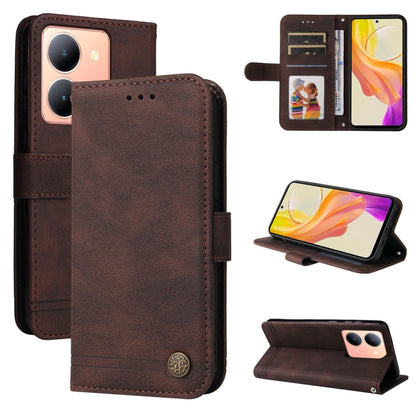 เคสโทรศัพท์หนังปุ่มโลหะ Skin Feel Life Tree, For vivo Y100 5G IDN / Y200e 5G Global, For vivo Y03 4G, For vivo Y200 / V29e Global, For vivo Y17s, For vivo Y36 4G / 5G Foreign, For vivo Y78 5G Foreign