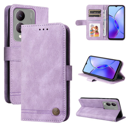 เคสโทรศัพท์หนังปุ่มโลหะ Skin Feel Life Tree, For vivo Y100 5G IDN / Y200e 5G Global, For vivo Y03 4G, For vivo Y200 / V29e Global, For vivo Y17s, For vivo Y36 4G / 5G Foreign, For vivo Y78 5G Foreign
