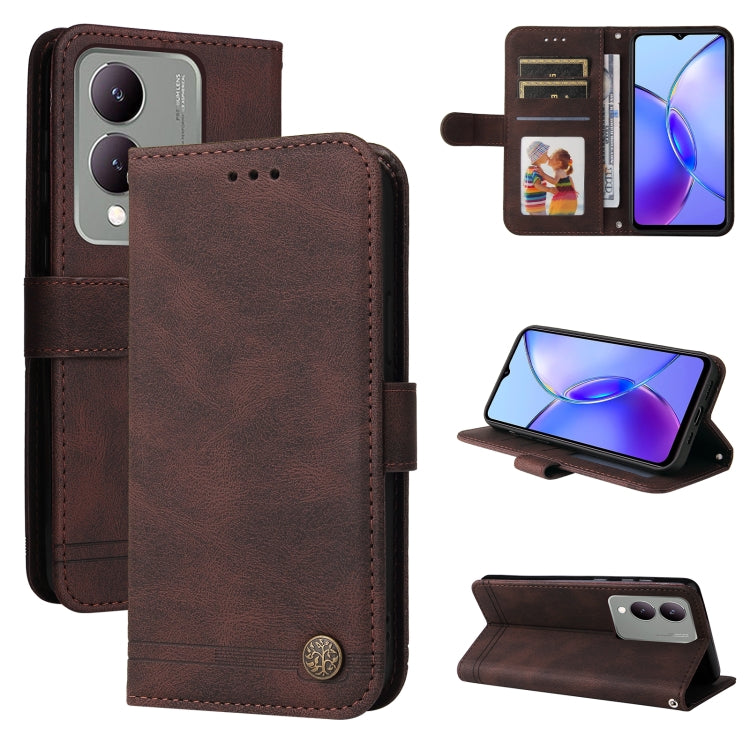 เคสโทรศัพท์หนังปุ่มโลหะ Skin Feel Life Tree, For vivo Y100 5G IDN / Y200e 5G Global, For vivo Y03 4G, For vivo Y200 / V29e Global, For vivo Y17s, For vivo Y36 4G / 5G Foreign, For vivo Y78 5G Foreign