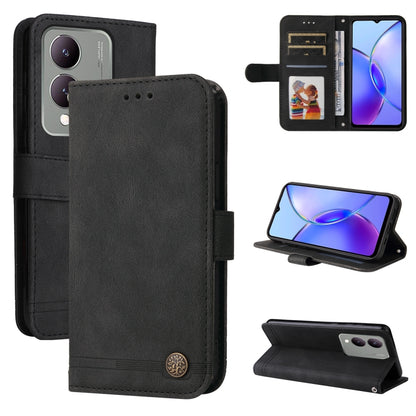 เคสโทรศัพท์หนังปุ่มโลหะ Skin Feel Life Tree, For vivo Y100 5G IDN / Y200e 5G Global, For vivo Y03 4G, For vivo Y200 / V29e Global, For vivo Y17s, For vivo Y36 4G / 5G Foreign, For vivo Y78 5G Foreign