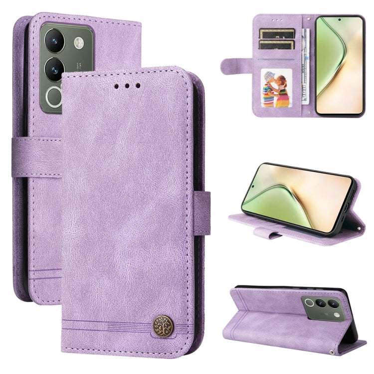 เคสโทรศัพท์หนังปุ่มโลหะ Skin Feel Life Tree, For vivo Y100 5G IDN / Y200e 5G Global, For vivo Y03 4G, For vivo Y200 / V29e Global, For vivo Y17s, For vivo Y36 4G / 5G Foreign, For vivo Y78 5G Foreign