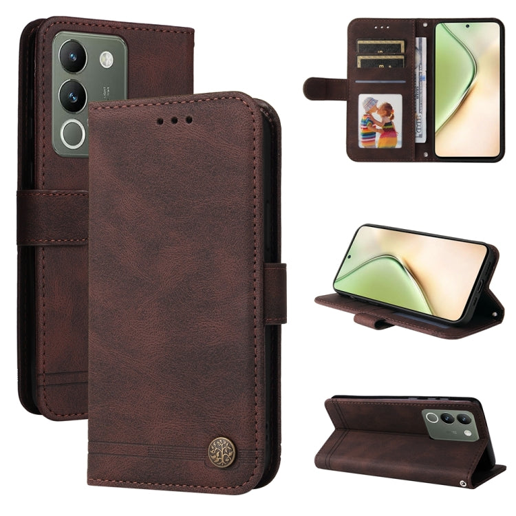 เคสโทรศัพท์หนังปุ่มโลหะ Skin Feel Life Tree, For vivo Y100 5G IDN / Y200e 5G Global, For vivo Y03 4G, For vivo Y200 / V29e Global, For vivo Y17s, For vivo Y36 4G / 5G Foreign, For vivo Y78 5G Foreign
