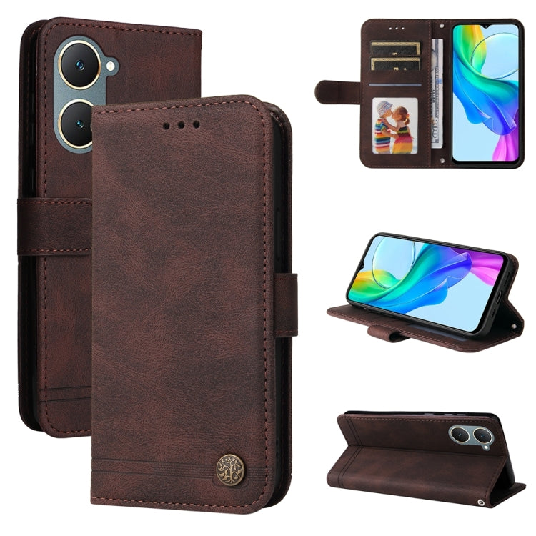 เคสโทรศัพท์หนังปุ่มโลหะ Skin Feel Life Tree, For vivo Y100 5G IDN / Y200e 5G Global, For vivo Y03 4G, For vivo Y200 / V29e Global, For vivo Y17s, For vivo Y36 4G / 5G Foreign, For vivo Y78 5G Foreign